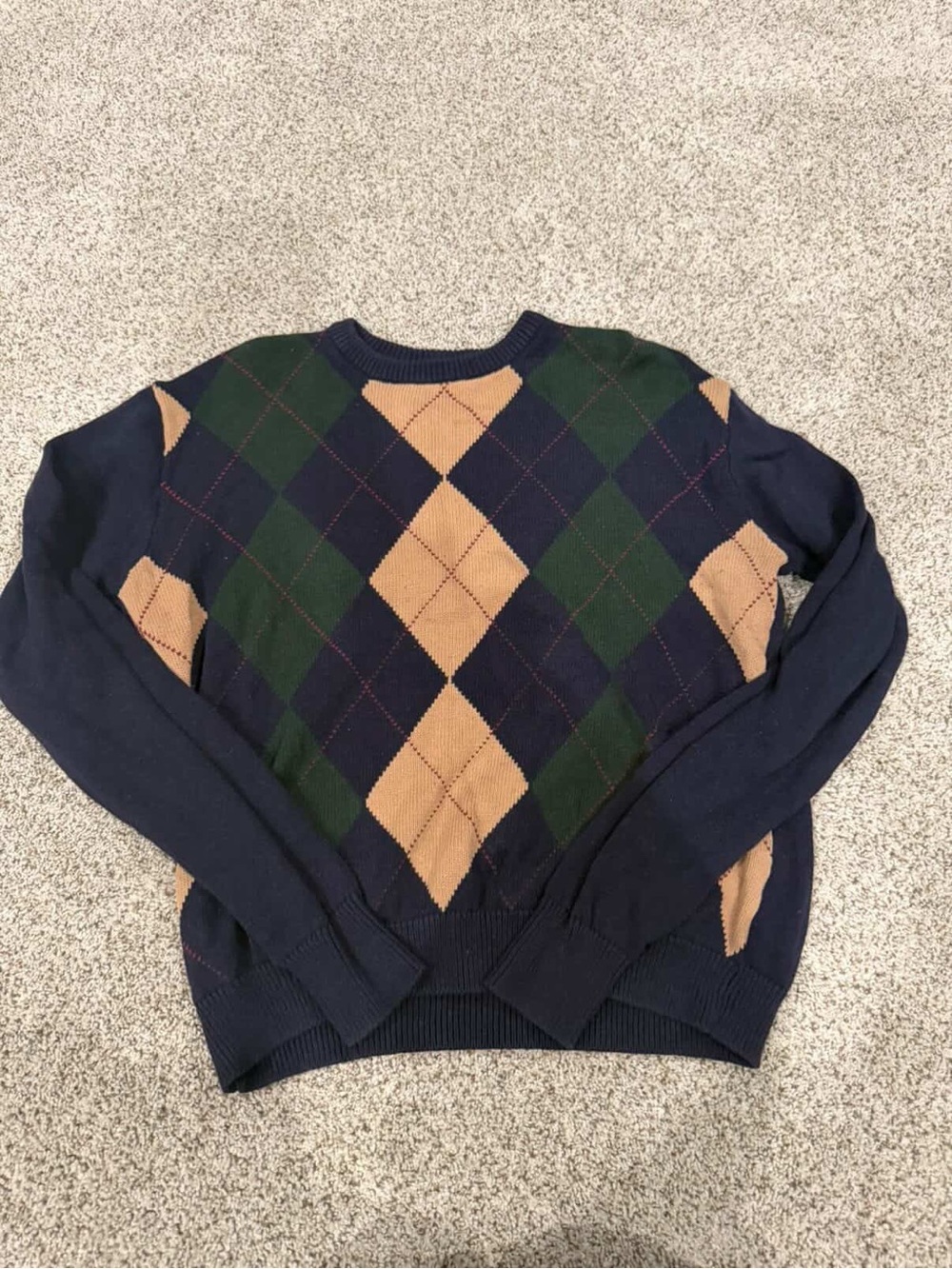 John Galt Brandy Melville Argyle Sweater Navy Green Tan